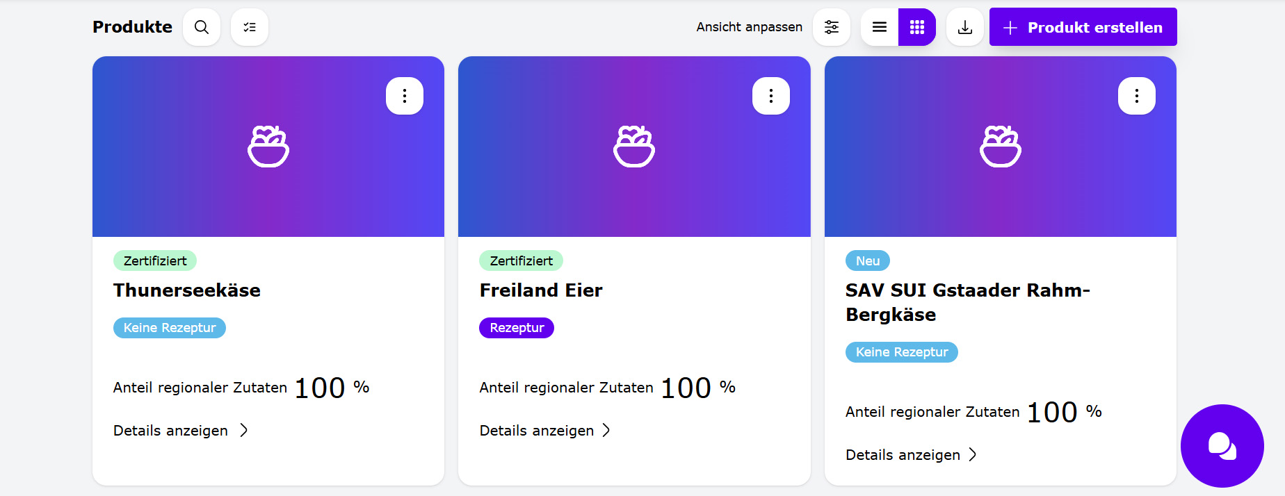 Online-Zertifizierung Regionalprodukte Berner Oberland Screenshot